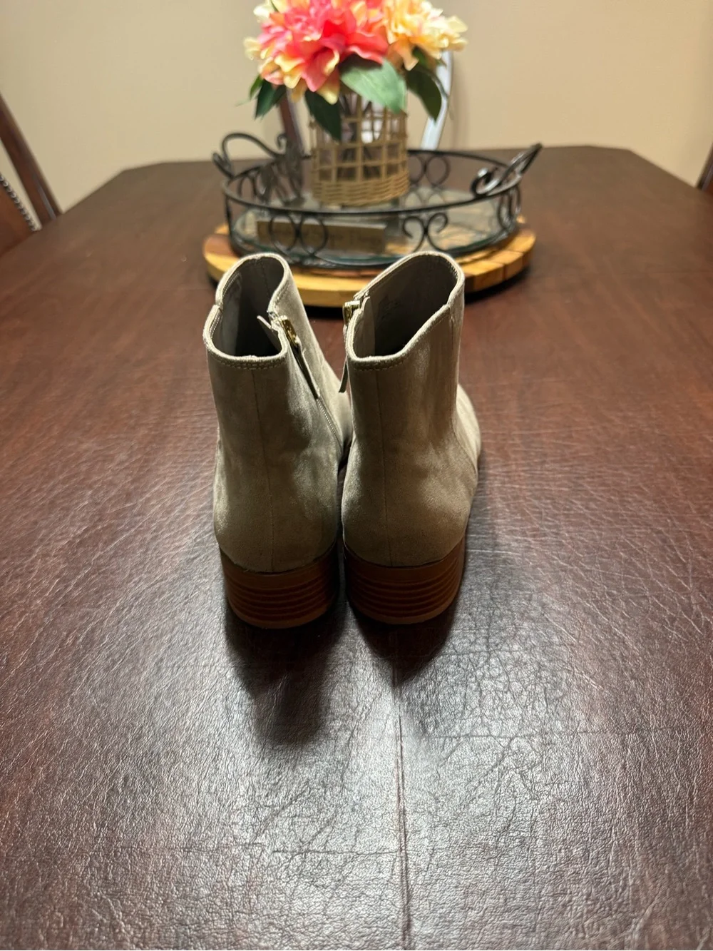 J. Crew Taupe Suede Ankle Booties with Side Zip